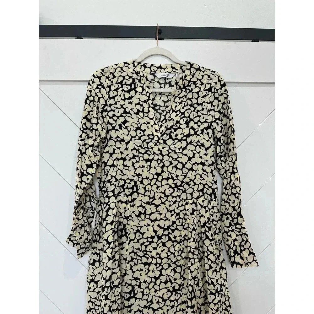NWT & Other Stories Black and White printed midi dress long sleeve size 0 - Picture 2 of 14